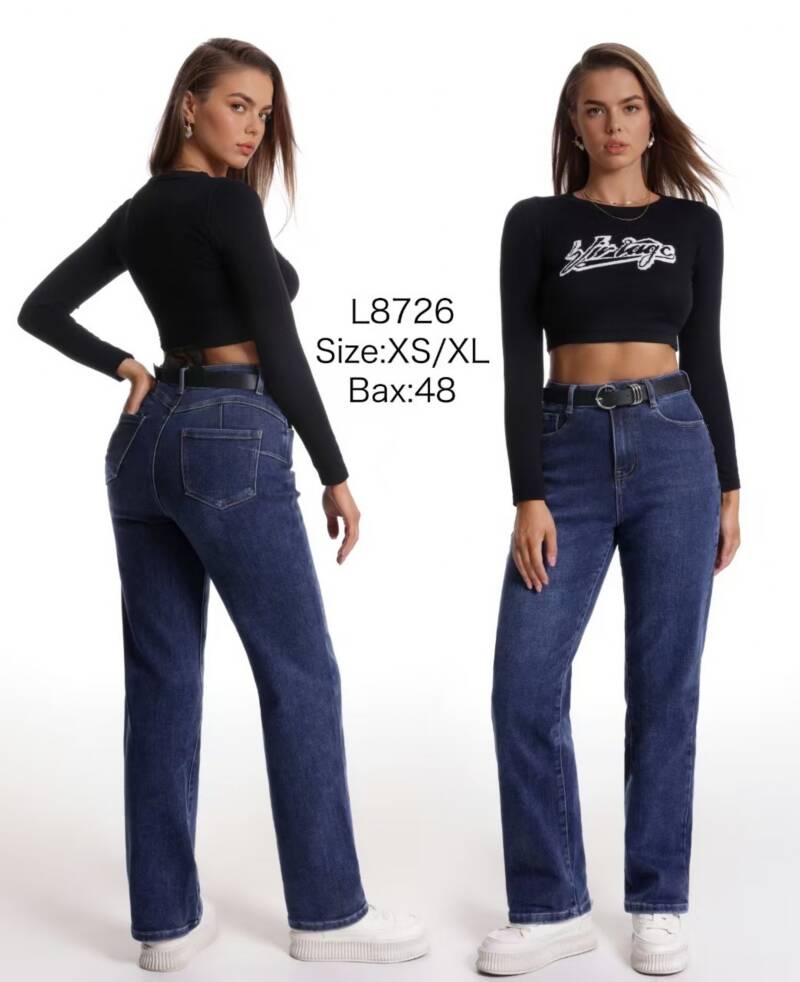 Spodnie damskie jeansy Roz XS-XL, 1 Kolor Paczka 12 szt